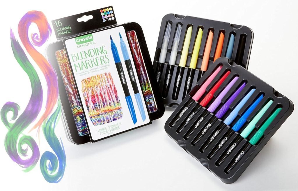 Marker Color Kit Crayola Blending Marker Kit with Decorative Case, 14 Vibrant Colors & 2 ...