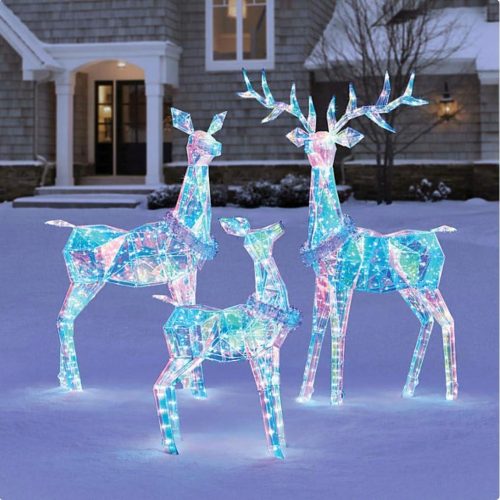 3-Piece Pre-Lit Prismatic Deer Family